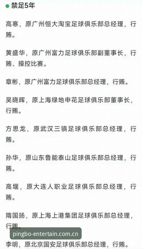 资深用户分享中国足协第三批禁足名单在平博体育平台上的深度解读心得